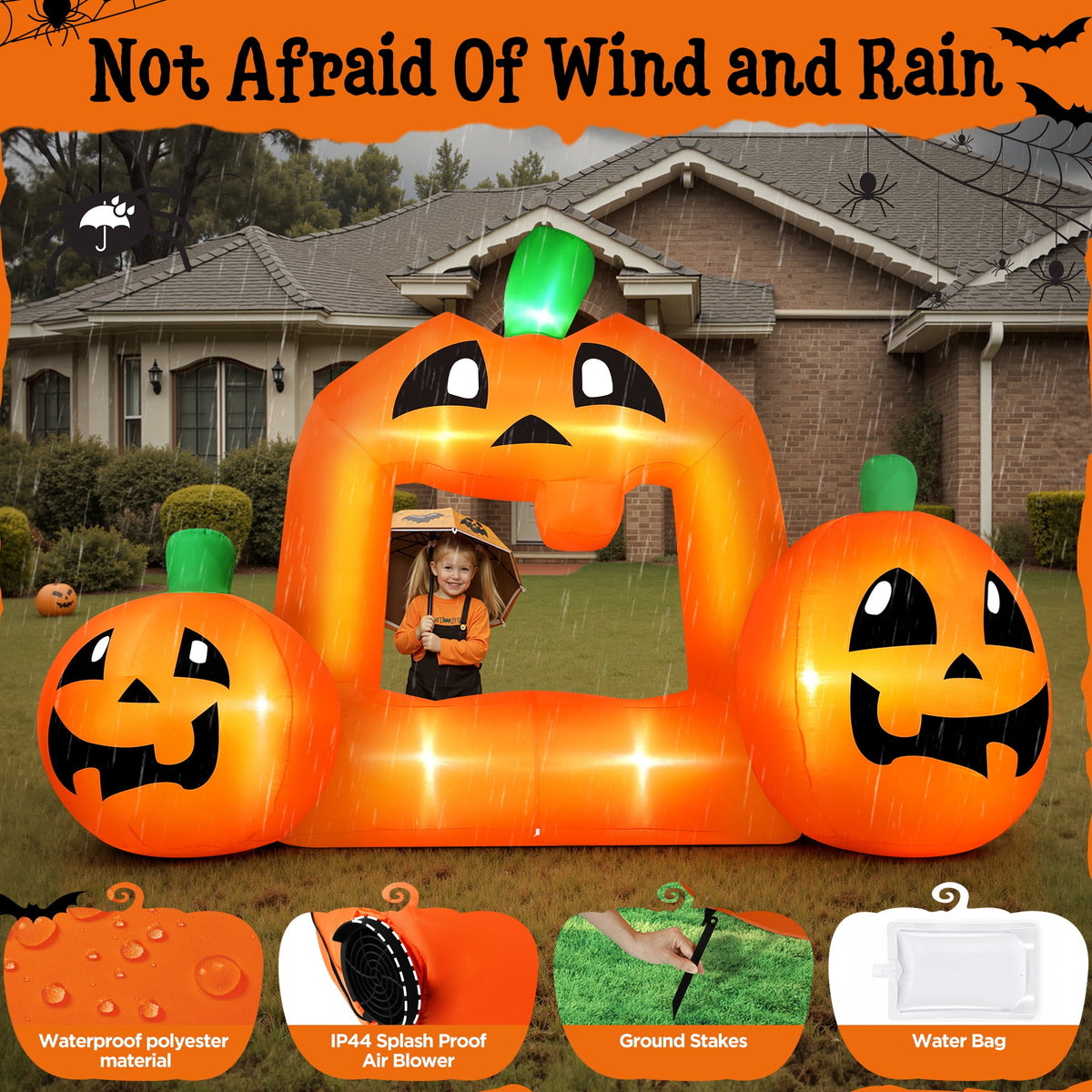 Haunt & Co (2 pack) 8.5FT Halloween Inflatable,Pumpkin Photo with Lights