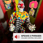 Haunt & Co 5.9 ft Voice & Sound-Sensor Clown on Tricycle Halloween Animatronic