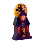 Haunt & Co 11.8 Inch Resin Light Up Spooky Halloween Manor Tabletop Decor Battery Operated LED Witch Ghost Black Cat Pumpkin Scene Lamp Mantel Shelf Indoor Halloween Party Home Seasonal Ornament
