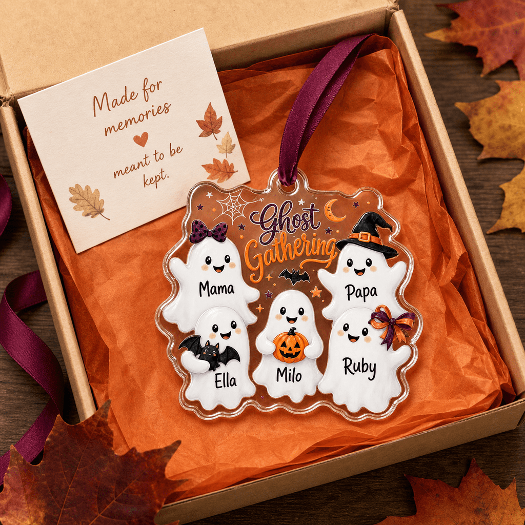 Haunt & Co Personalized Ghost Gathering Family Acrylic Halloween Hanging Ornament