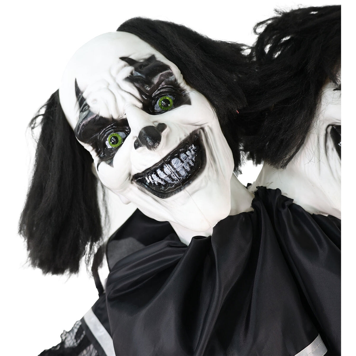 Haunt & Co Lifesize 5.5 ft Animatronic Two-Headed Clown with Lights and Sound, Indoor/Outdoor