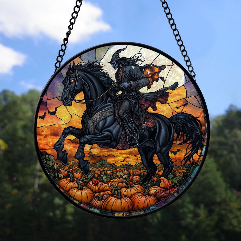 Haunt & Co Christmas Gift Box - Knight Halloween Stained Glass Hanging Ornament - Reindeer & Bells Christmas Tree Decor, Holiday Gift for Mom, Dad, Friends, Family