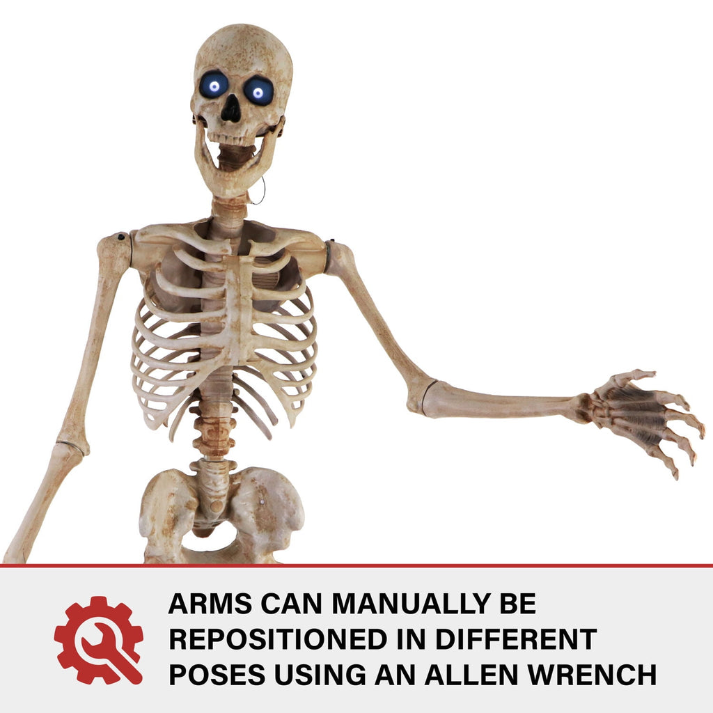 Haunt & Co 8 ft Tall Motion-Activated Towering Skeleton, Premium Talking Halloween Animatronic Decoration, Plug-In