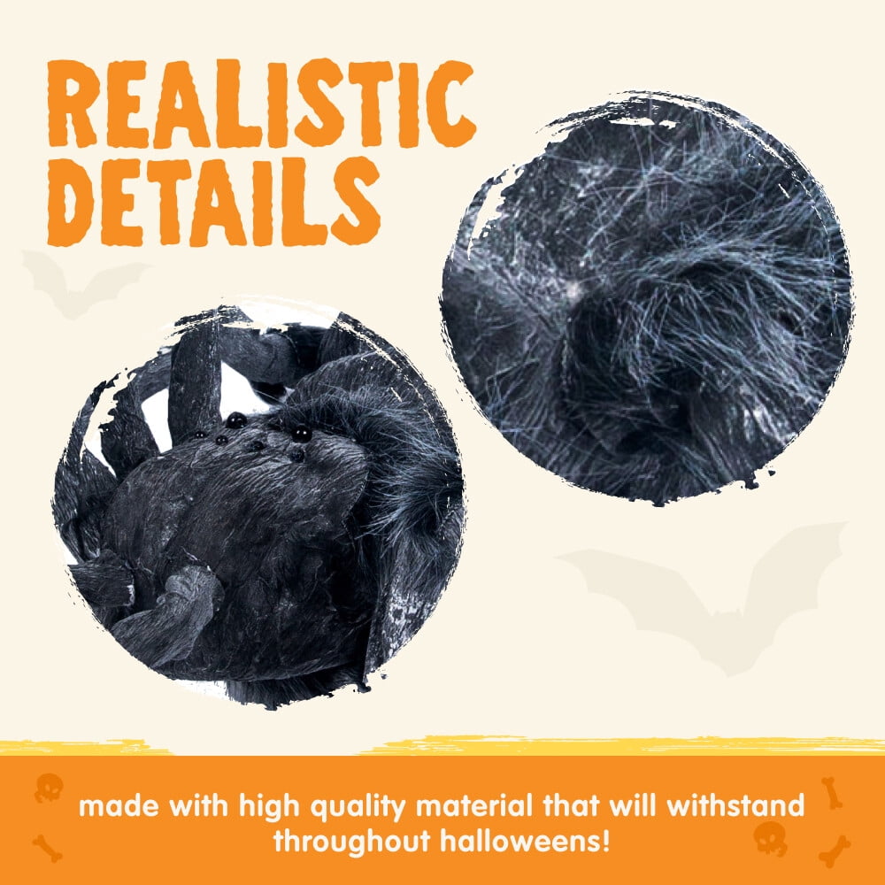 Haunt & Co 45inch Giant Spider ,Scary Spider Halloween Outdoor Party Decorations Props ,Black