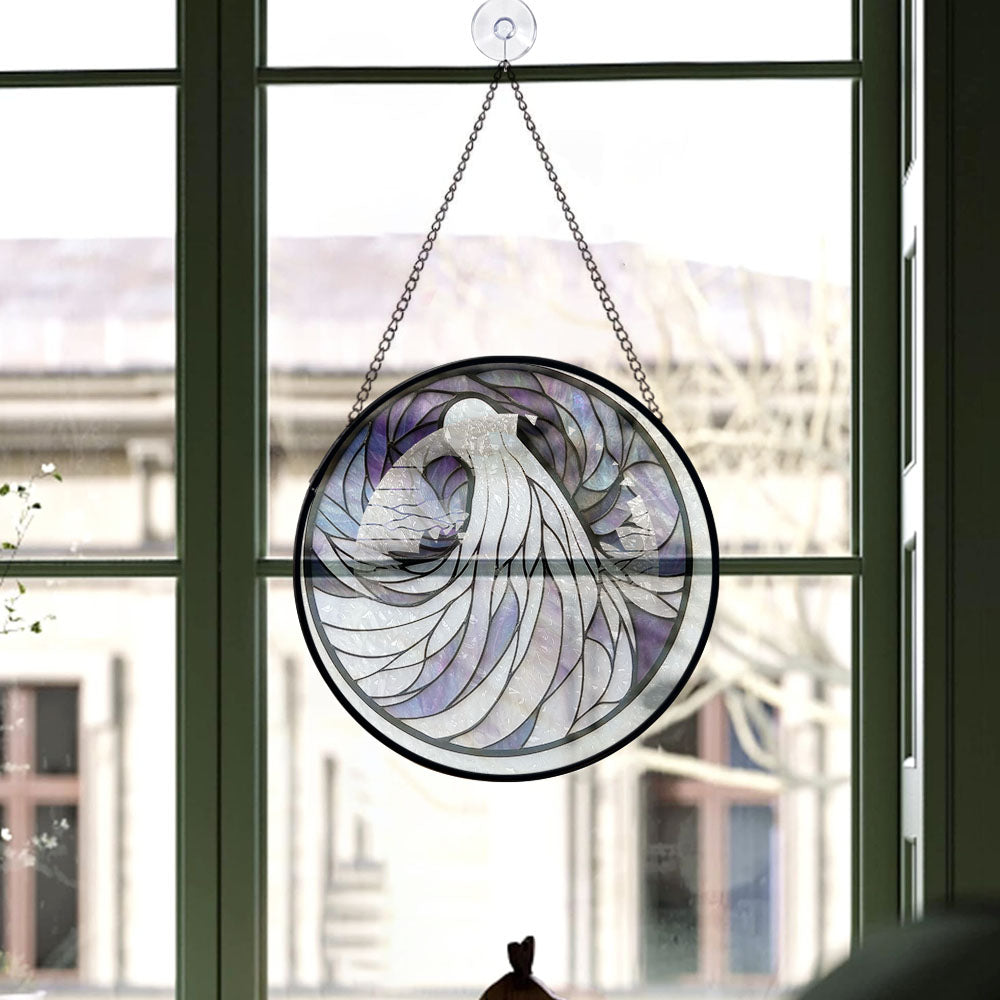 Haunt & Co Vintage Style Christmas Gift - Halloween Fantasy Ghost Spooky Blue Purples Stained Glass Hanging Ornament for Christmas - Sparkling Tree Decoration, Great Holiday Gift for Mom, Dad, Friends, Family