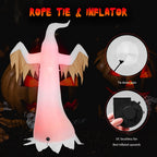 Haunt & Co VIVOHOME 8ft Height Halloween Inflatable White Ghost with Red Rotating Led Lights Blow up Outdoor Lawn Yard Decoration