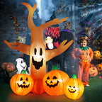 Haunt & Co 8FT Halloween Inflatables Dead Tree,Outdoor with Built-in LED Lights,Halloween Blow Up Yard Decorations with Pumpkin,Ghost,and Owl
