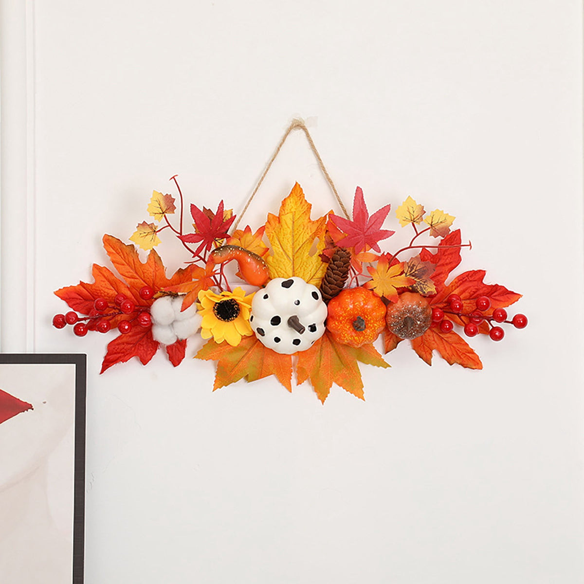 Haunt & Co Gaecuw Halloween Maple Leaf Pumpkin Hanging Ornament Fall Festival Wall Decor for Front Door Party Indoor Supplies