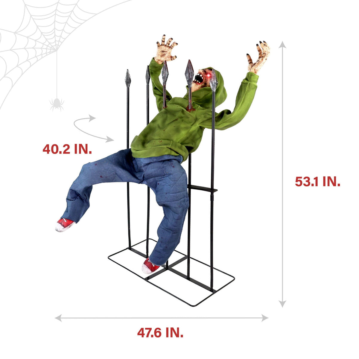 Haunt & Co 4.4 ft Voice-Sensor Impaled Zombie Halloween Animatronic