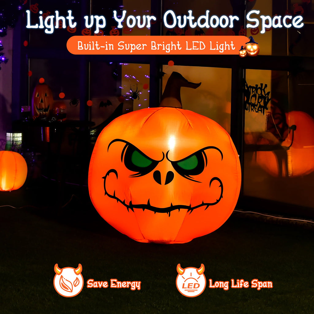 Haunt & Co Costway 4 FT Halloween Inflatable Pumpkin Large Blow up with Build-in LED Light