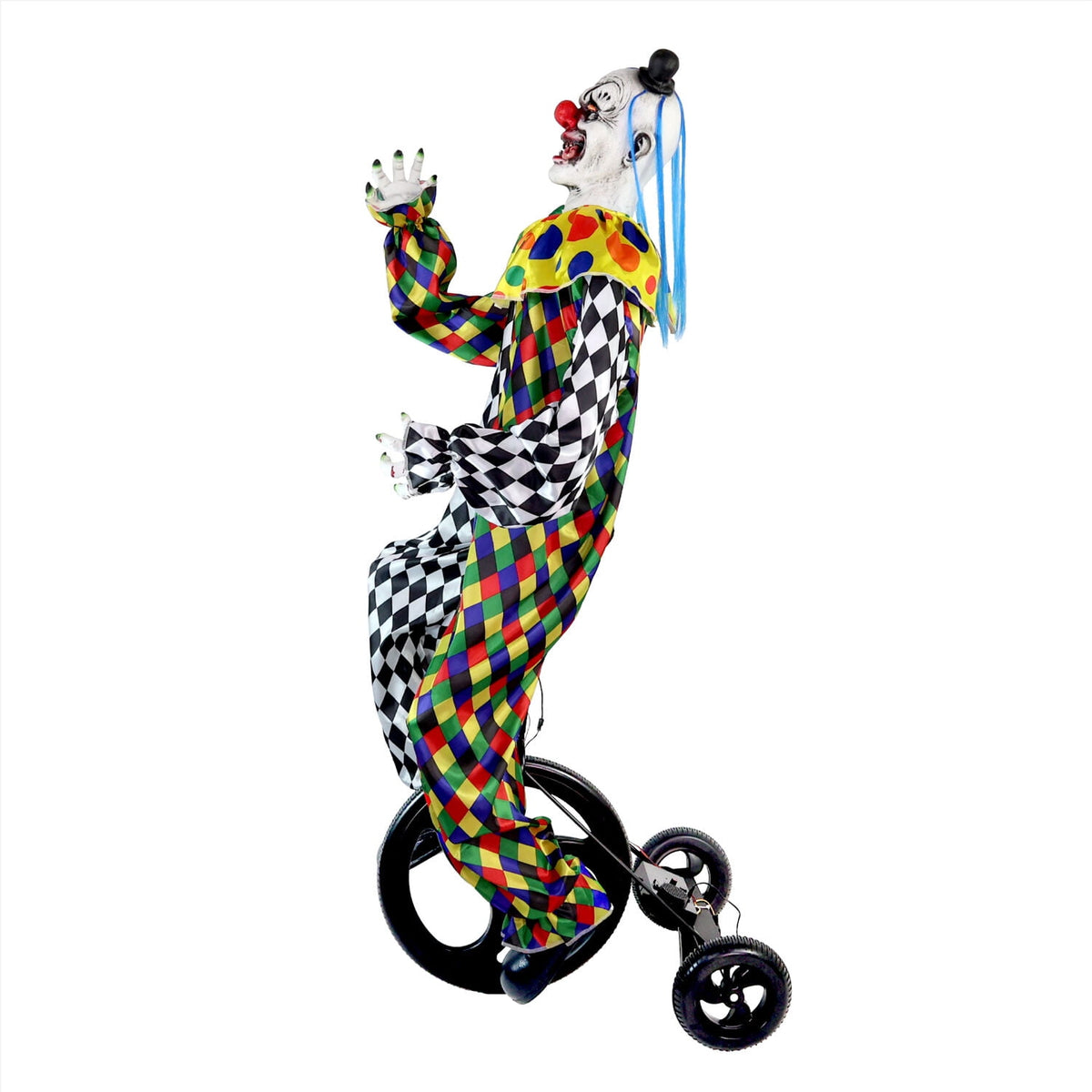 Haunt & Co 5.9 ft Voice & Sound-Sensor Clown on Tricycle Halloween Animatronic