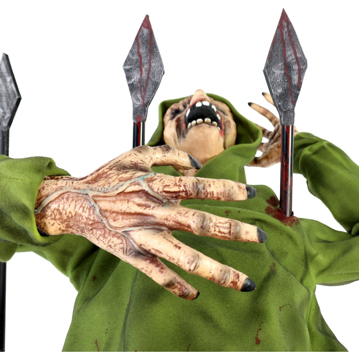 Haunt & Co 4.4 ft Voice-Sensor Impaled Zombie Halloween Animatronic