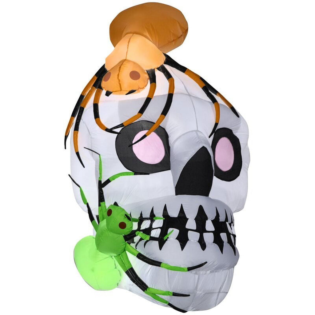 Haunt & Co 5 1/2' Airblown Inflatable Skull With Spiders Scene