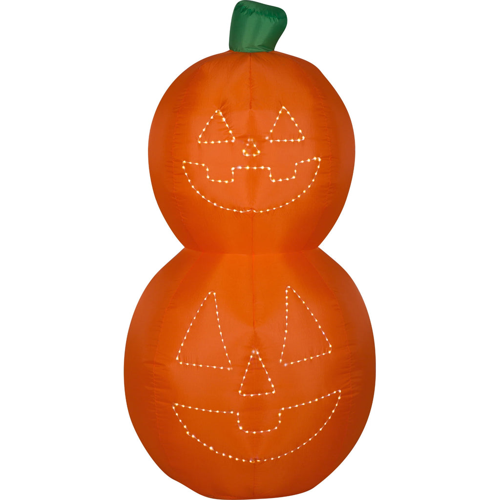 Haunt & Co 5.5 ft. H Halloween Yard Inflatables Jack-O-Lantern Pumpkin Stack with White Micro Lights