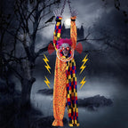 Haunt & Co 5.6 Ft Halloween Hanging Animated Talking & Shaking Scary Clown with Chain, Touch Activated for Decor