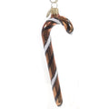 Haunt & Co 5.75In Orange White Black Candy Cane, Glass, Ornament Halloween Stripe 14755