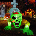 Haunt & Co 5.7FT Inflatable Halloween Inflatable Crawling Green Ghost with Tombstone Built-in LED Lights Inflatable LED Lights Blow Up Yard Decoration