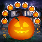 Haunt & Co 5 Ft Tall Halloween Inflatable Pumpkin,Blow Up Pumpkin with Projector Face and Music Lights,Outdoor Decorations
