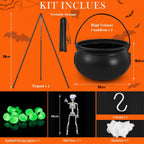 Haunt & Co YIKA Halloween Decoration Tripod Witch Pot Lamp Decorative Strip With Skeleton Man Halloween Ornaments
