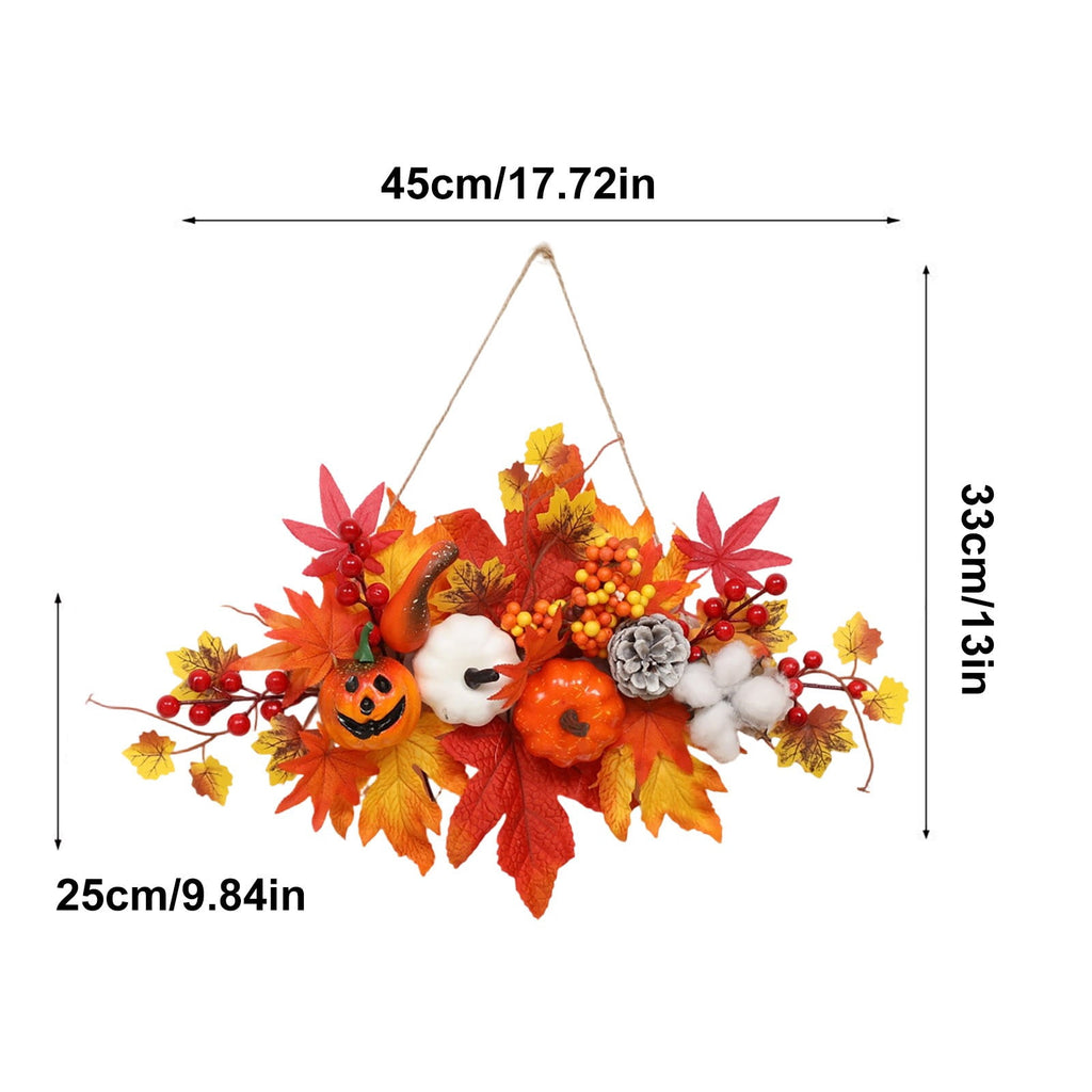 Haunt & Co Gaecuw Halloween Maple Leaf Pumpkin Wall Hanging Ornament Fall Festival Decor for Front Door Party Indoor Supplies