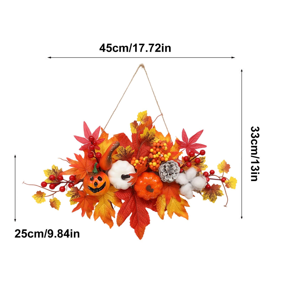 Haunt & Co Gaecuw Halloween Maple Leaf Pumpkin Wall Hanging Ornament Fall Festival Decor for Front Door Party Indoor Supplies