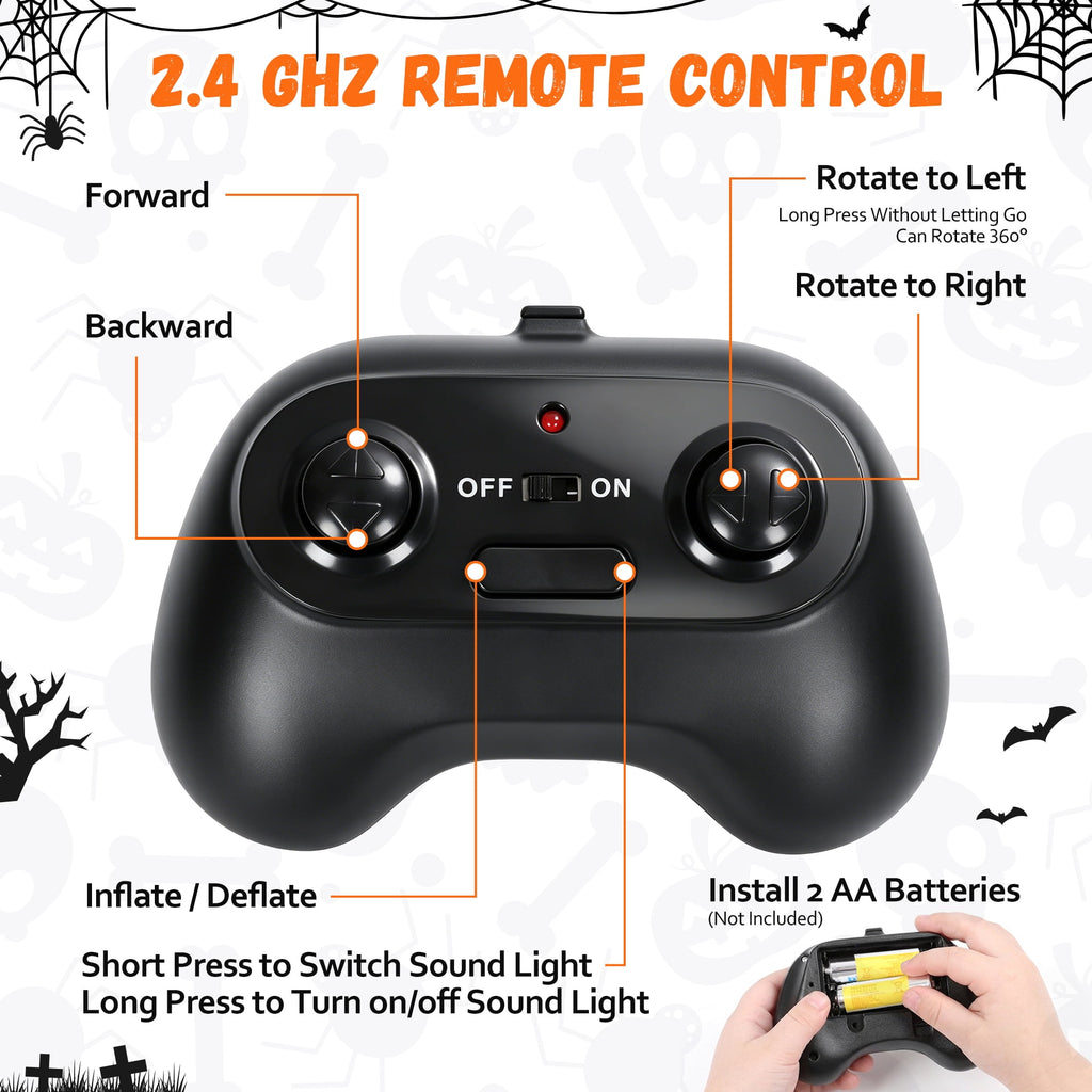 Haunt & Co (2 pack) 2.6ft Remote Control Halloween Inflatable with Music Lights,Pumpkin Spider Car Blow ups Rc Car,Indoor Outdoor Decorations