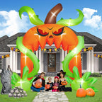 Haunt & Co 12FT Giant Halloween Pumpkin Arch Inflatable with LED Lights, Scary Blow-Up Decoration