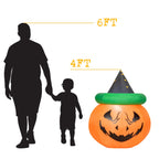 Haunt & Co Patiojoy 4 Ft Blow-up Inflatable Pumpkin With Witch Hat LED Bulbs Yard