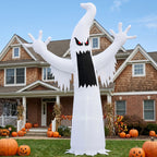 Haunt & Co 12 ft Halloween Inflatable Outdoor Ghost,Giant Ghost Blow Up Decor with Built-in LED Lights,inflatables with Build-in LEDs,Spooky Outdoor Decorations