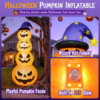 Haunt & Co 8 ft Halloween Pumpkin Stack Inflatable Decoration with Witch Hat, Lighted