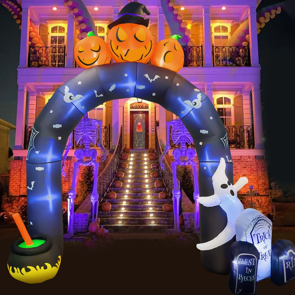 Haunt & Co 10 FT Halloween Inflatables Archway Outdoor Decorations, Scary Halloween Arch Blow Up Yard Decorations for Front Yard Lawn Garden Decor