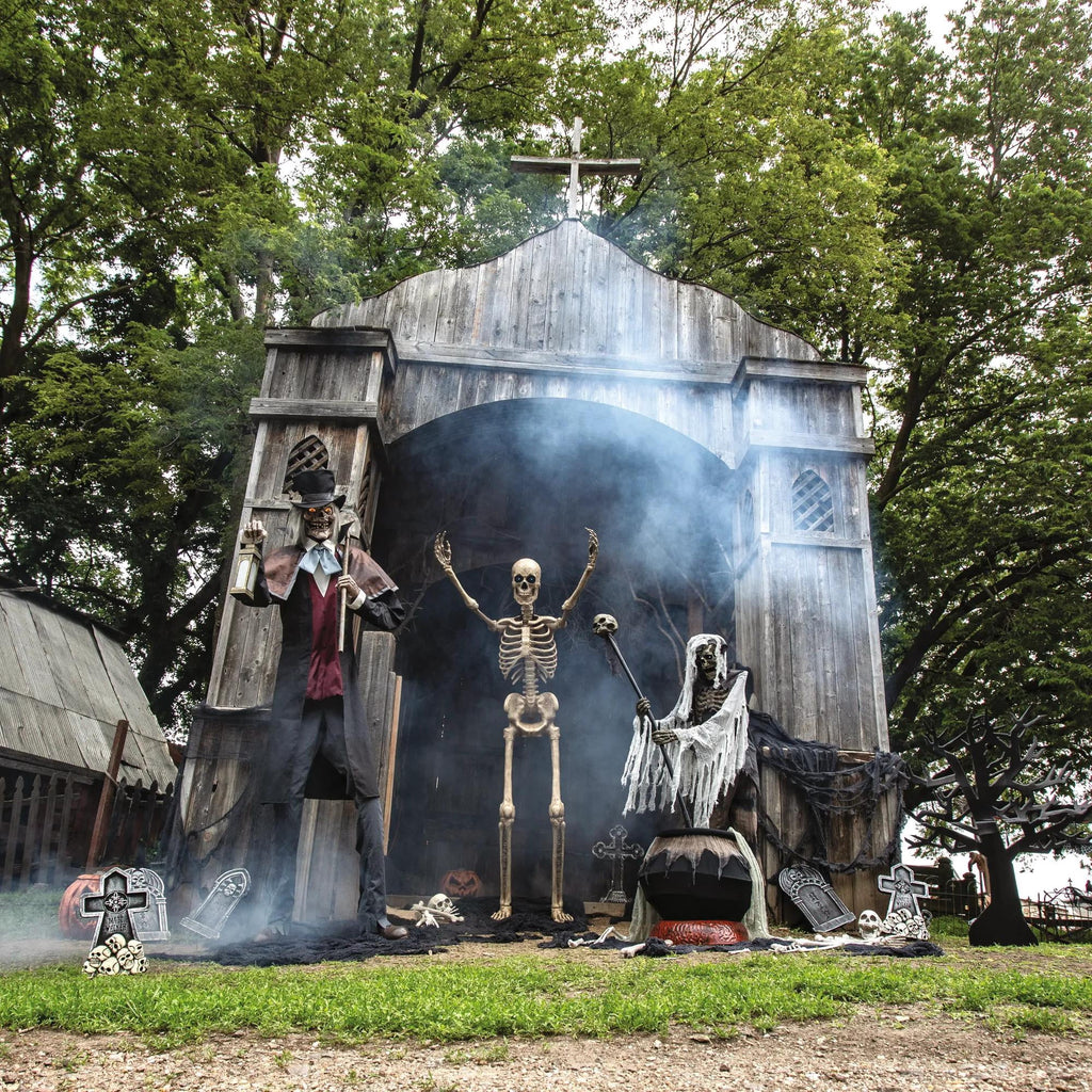 Haunt & Co Animated Towering Skeleton with Projection Eyes - 8 ft