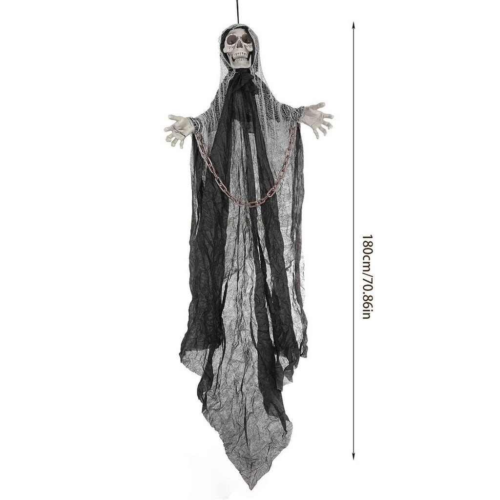 Haunt & Co Ghost Ornaments with Chain, Realistic Terrifying Halloween Hanging Statue, Durable Outdoor Plastic Courtyard Garden Decor, Spooky Porch Terrace Party Scene Prop