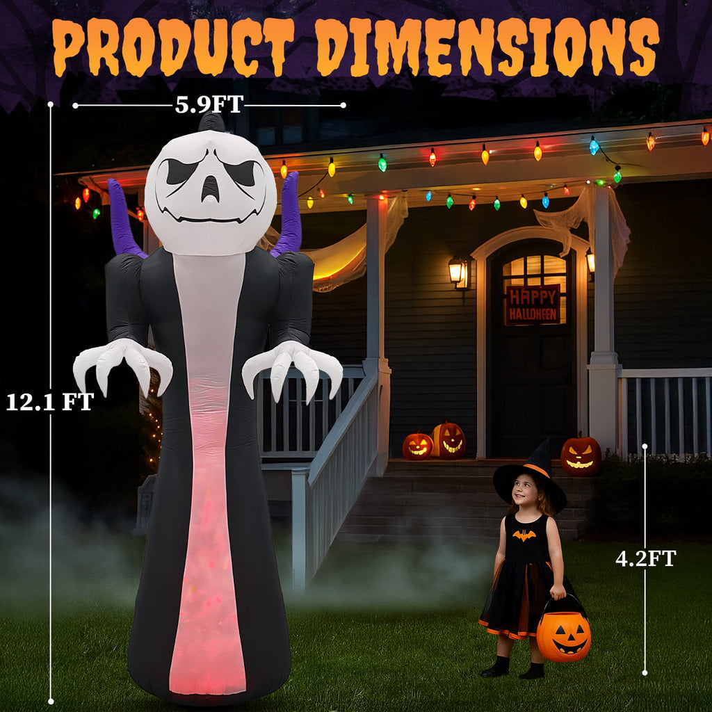 Haunt & Co 12 FT Halloween Inflatables Ghost Outdoor w/ Pumpkins Head