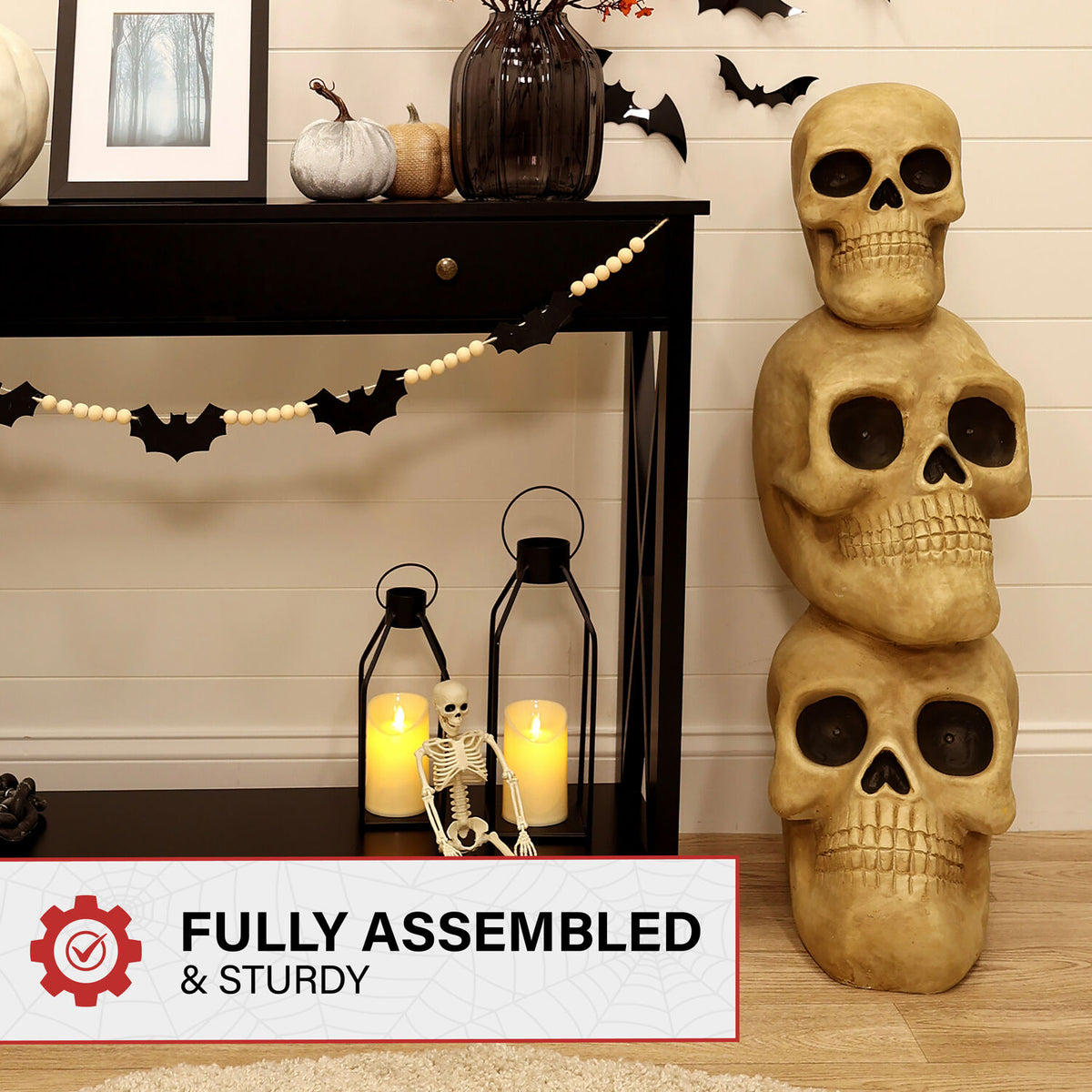 Haunt & Co 37" Skull Stack Statue with LED Eyes