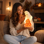 Haunt & Co Winter Poetry Upgrade Hanging Ghost Resin Figurine, Spooky Halloween Indoor Outdoor Decor, Reusable Floating Ghost Ornament for Porch Ceiling Shelf