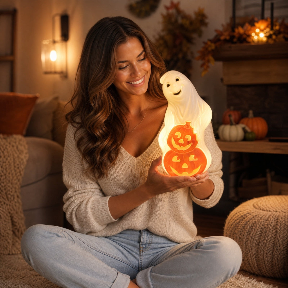 Haunt & Co Winter Poetry Upgrade Hanging Ghost Resin Figurine, Spooky Halloween Indoor Outdoor Decor, Reusable Floating Ghost Ornament for Porch Ceiling Shelf