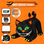 Haunt & Co COMIN 6 FT Animated Halloween Inflatables Black Cat Outdoor Decorations Blow Up Yard Large Cat with Moving Head and Built-in LEDs