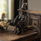 Haunt & Co Halloween Witch Statue, 7.87" Gothic Halloween Resin Figurine Retro Magician Decor Dark Fantasy Ornament Halloween Festival Collectible
