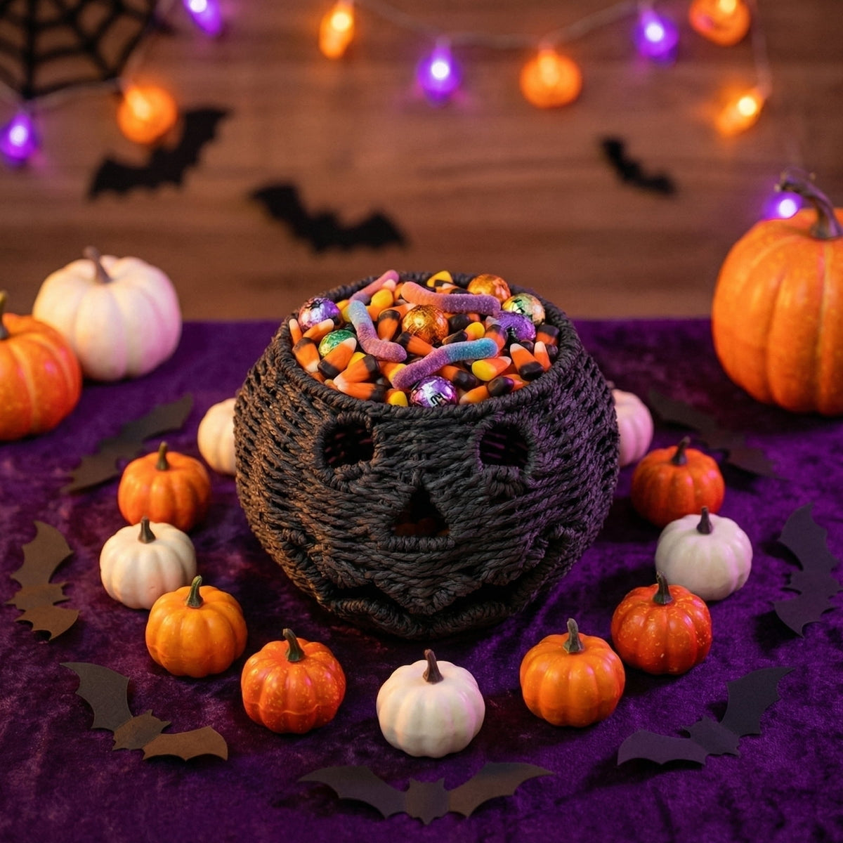 Haunt & Co Aximioll Halloween Spooky Seaweed Pumpkin Ornaments â?? Bold Shape with Eerie Shadows, Halloween Decorations for Holiday Parties & Trick or Treat Nights for Halloween Parties with spooky party setups