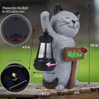Haunt & Co Solar Cat Statue Light Garden Decor, Led Home Outside Decor