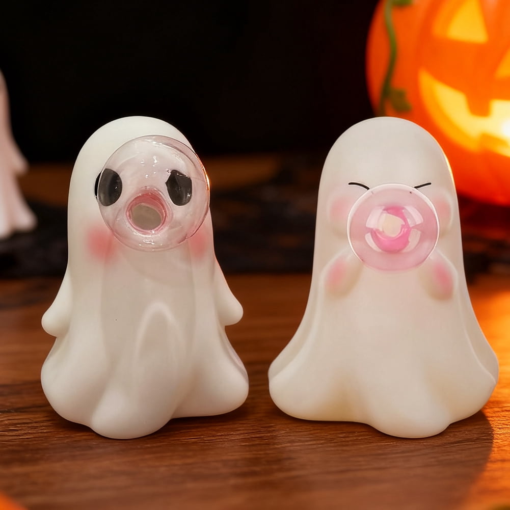 Haunt & Co Yucurem 2 Pack Halloween Bubbles Ghost Figurine for Ghost Lovers, Bubble Blowing Ghost Statue Ornament for Halloween Party Table Desk Tray Shelf Decor