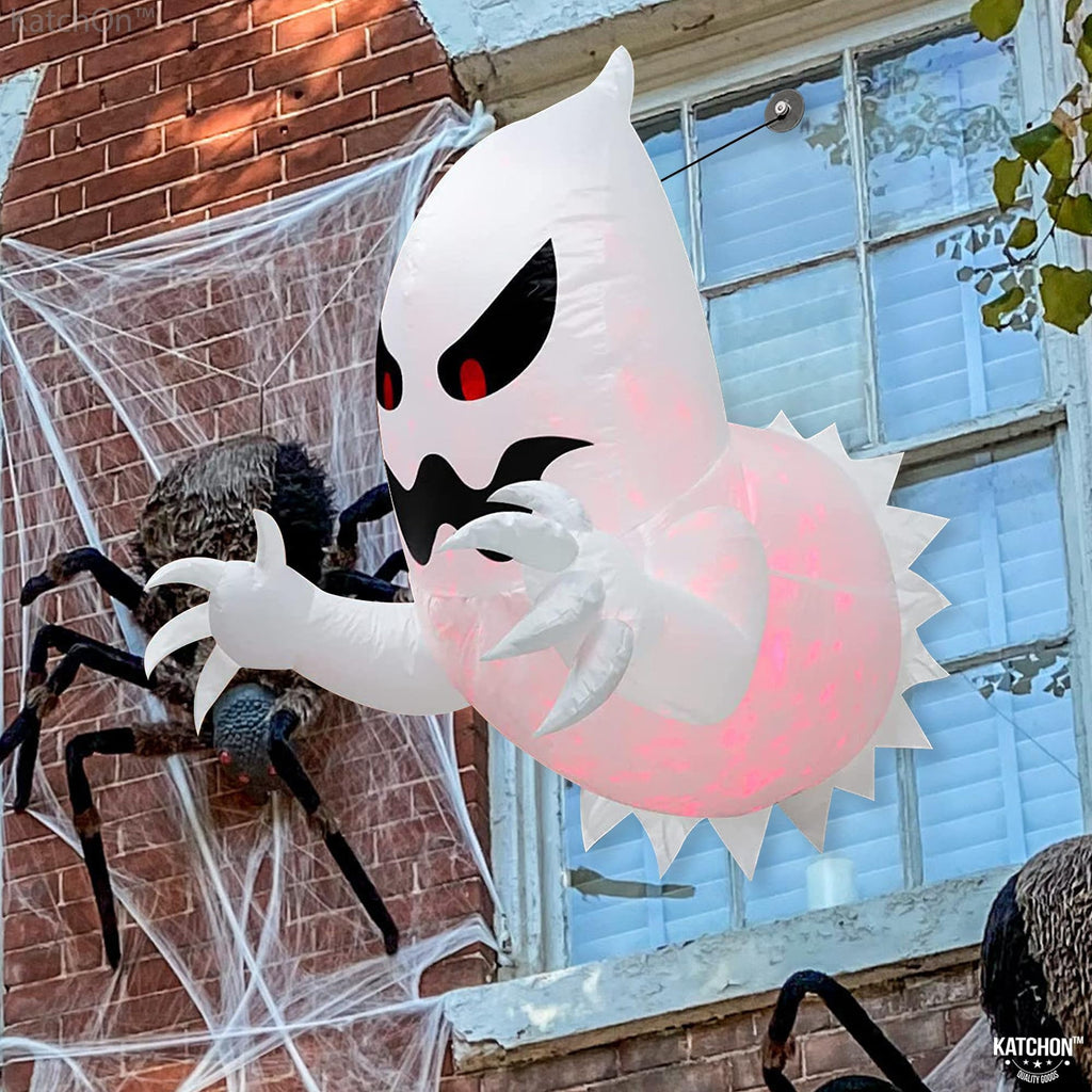 Haunt & Co 4.6 FT Halloween Inflatable Ghost Blow Up Ghost Broke Out from Window Halloween Decor