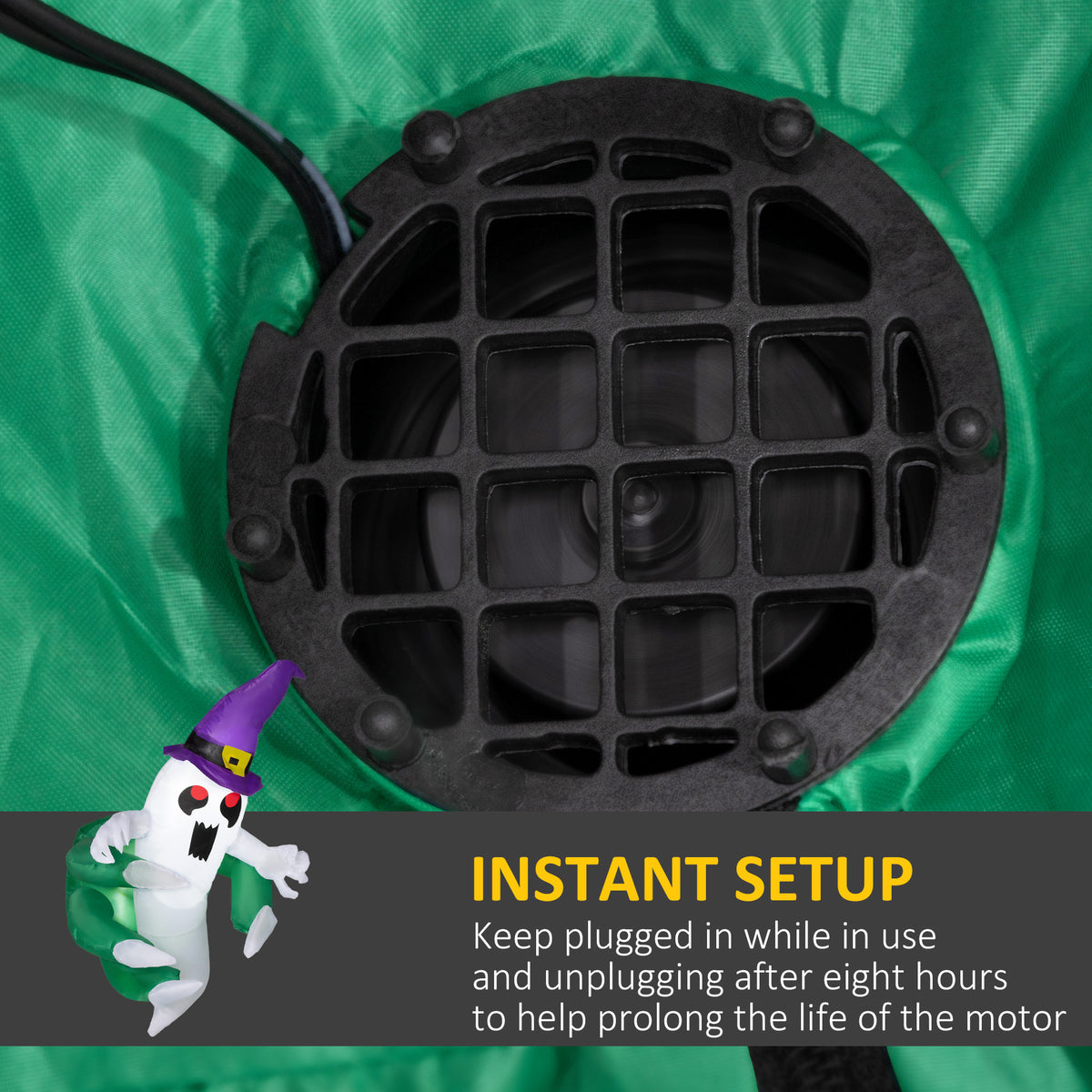 Haunt & Co Outsunny 3.9ft Inflatable Halloween Window Sticker Ghost, with LED Lights