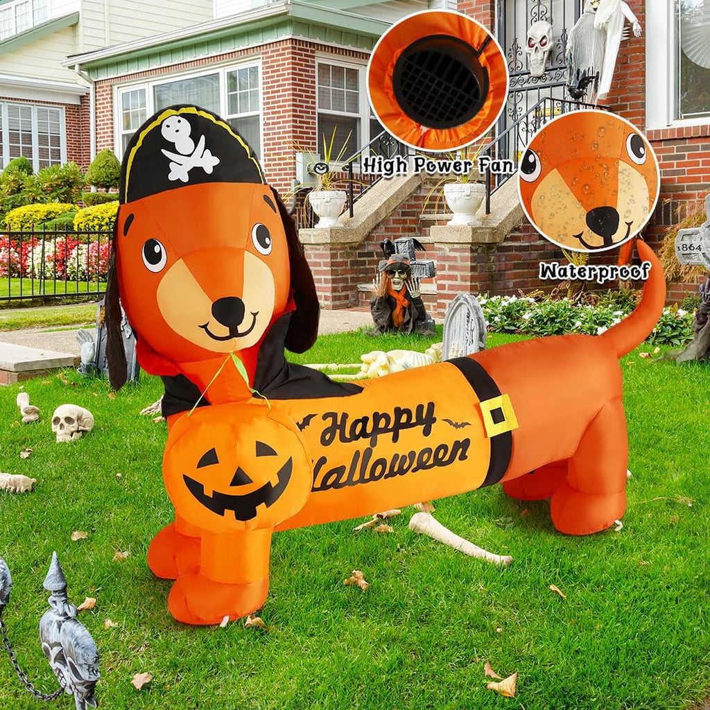 Haunt & Co Halloween Inflatable 5 FT Halloween Dog Decorations, Halloween Inflatable Dog with Built-in Lights, Outdoor Clearance For Halloween/Holiday/Garden/Yard