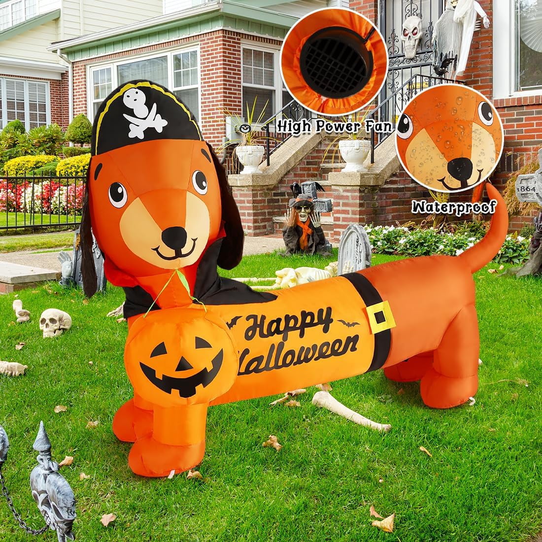 Haunt & Co Halloween Inflatable 5 FT Halloween Dog Decorations, Halloween Inflatable Dog with Built-in Lights, Outdoor Clearance For Halloween/Holiday/Garden/Yard