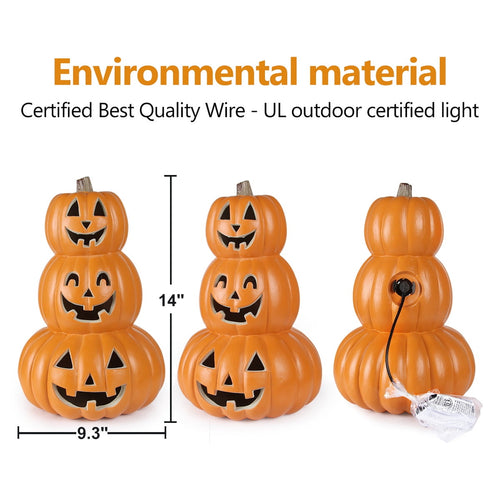 Haunt & Co 14 Inch Light Up Large Jack O Lantern - Halloween Pumpkin Decoration