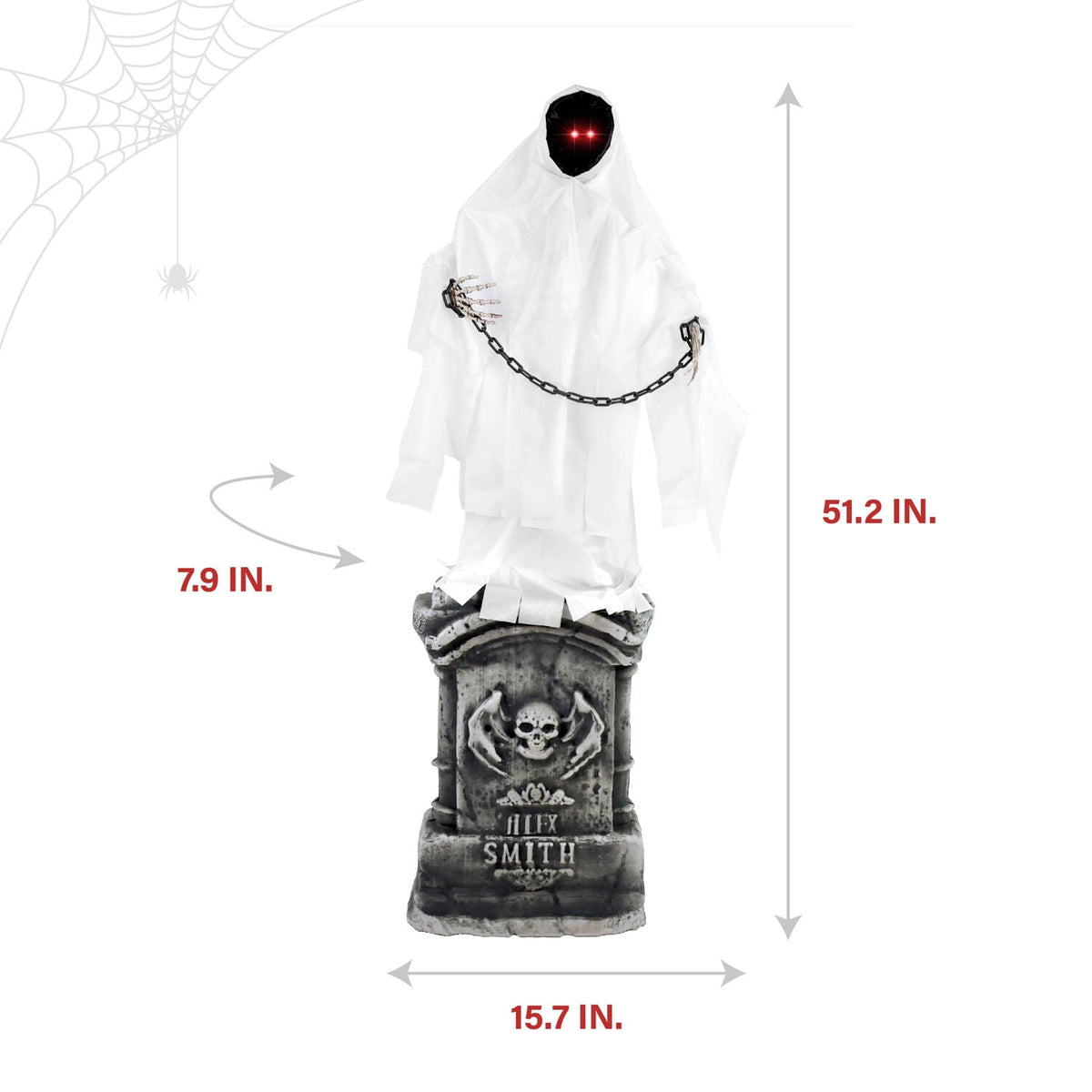 Haunt & Co 4.3 ft Touch-Activated Animated Spectre on Tomb Halloween Accessory