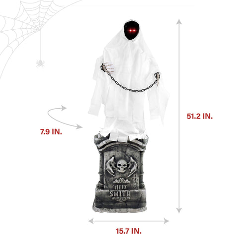 Haunt & Co 4.3 ft Touch-Activated Animated Spectre on Tomb Halloween Accessory