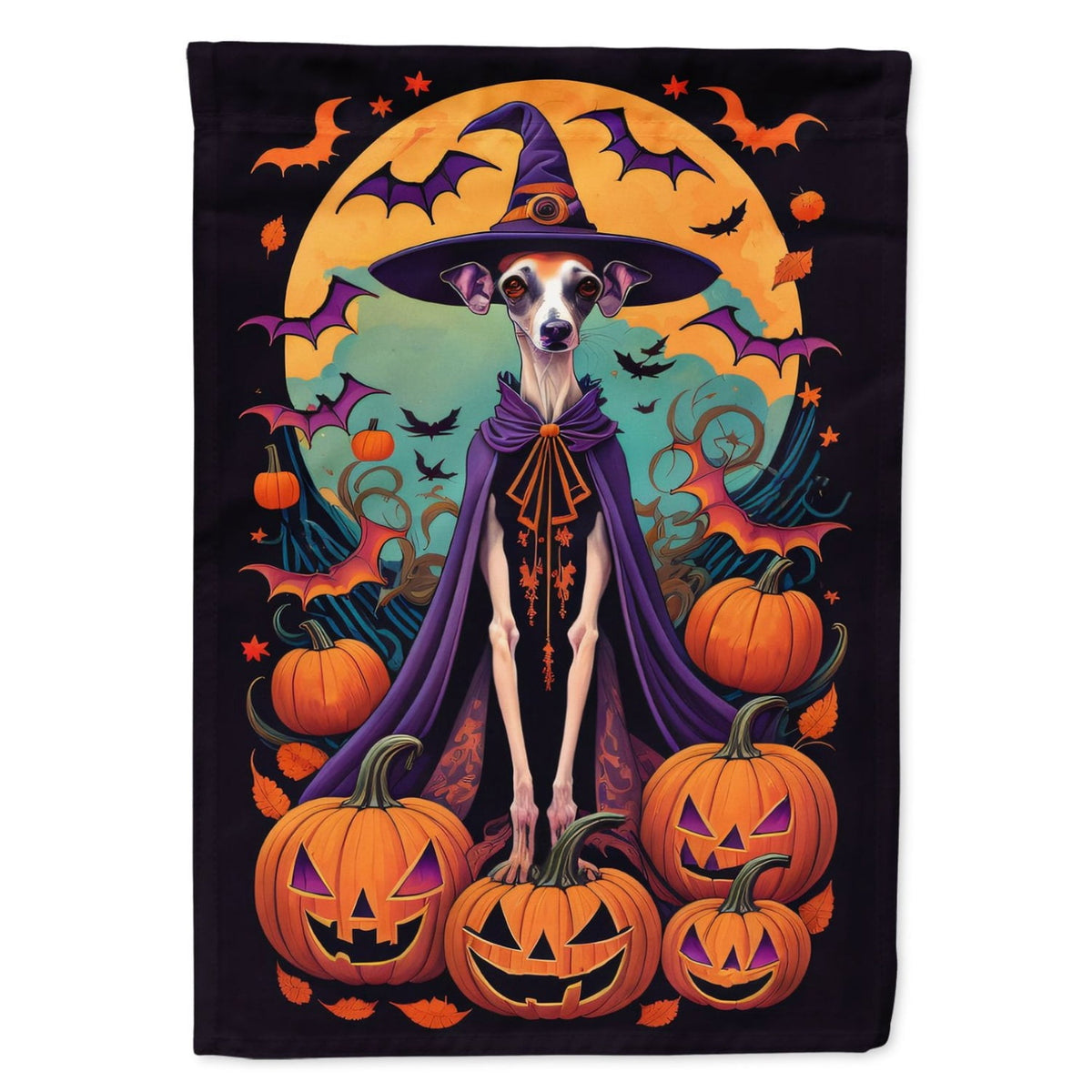 Haunt & Co Halloween Italian Greyhound Dog House Flag 28x40IN Double-Sided Polyester Decorative Sleeve Pole Flag